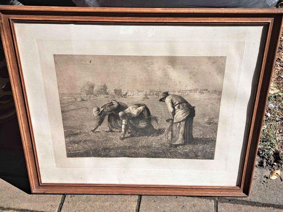 Gravure la moisson signe, Antiquités & Art, Enlèvement ou Envoi, Gravure