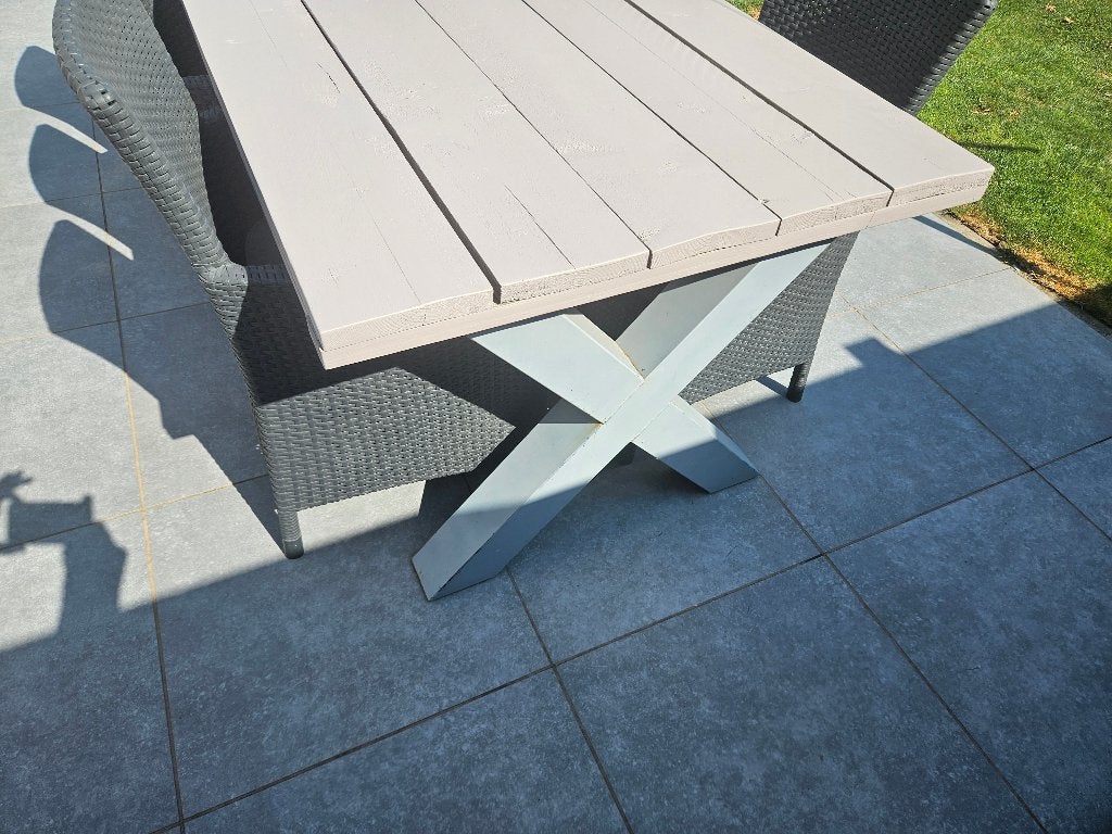Tuintafel en 5 stoelen, Tuin en Terras, Tuintafels, Ophalen, Gebruikt, Rechthoekig, Hout