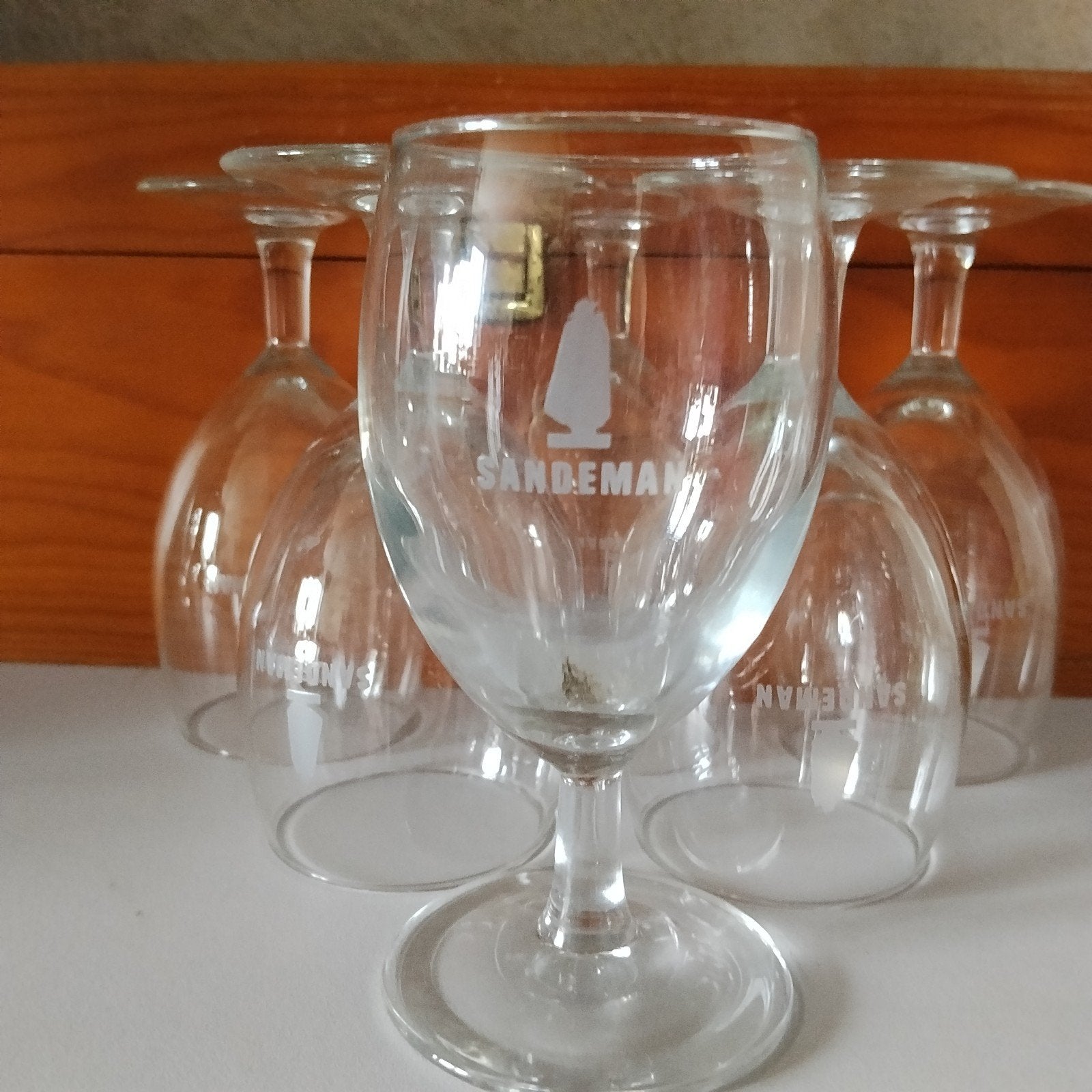 Set 6 portoglazen Sandeman, Verzamelen, Glas en Drinkglazen, Ophalen