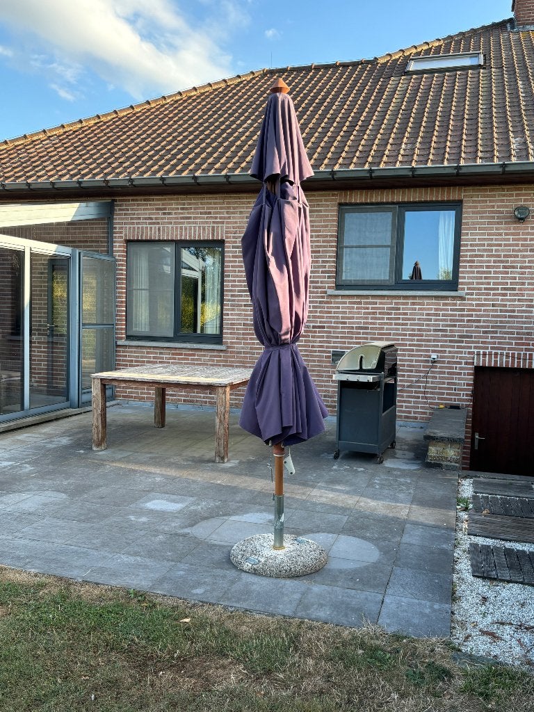Parasol met voet, Ophalen, Gebruikt, 3 tot 4 meter, Overige typen