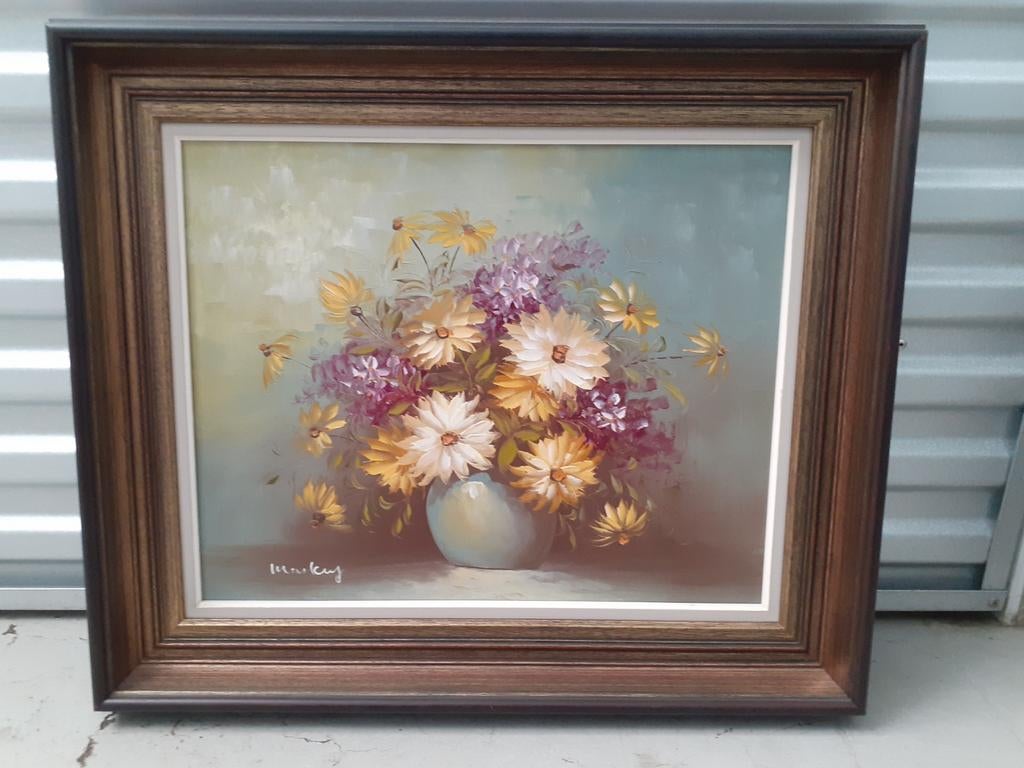 Olieverf op doek stilleven bloemen gesigneerd, Enlèvement ou Envoi