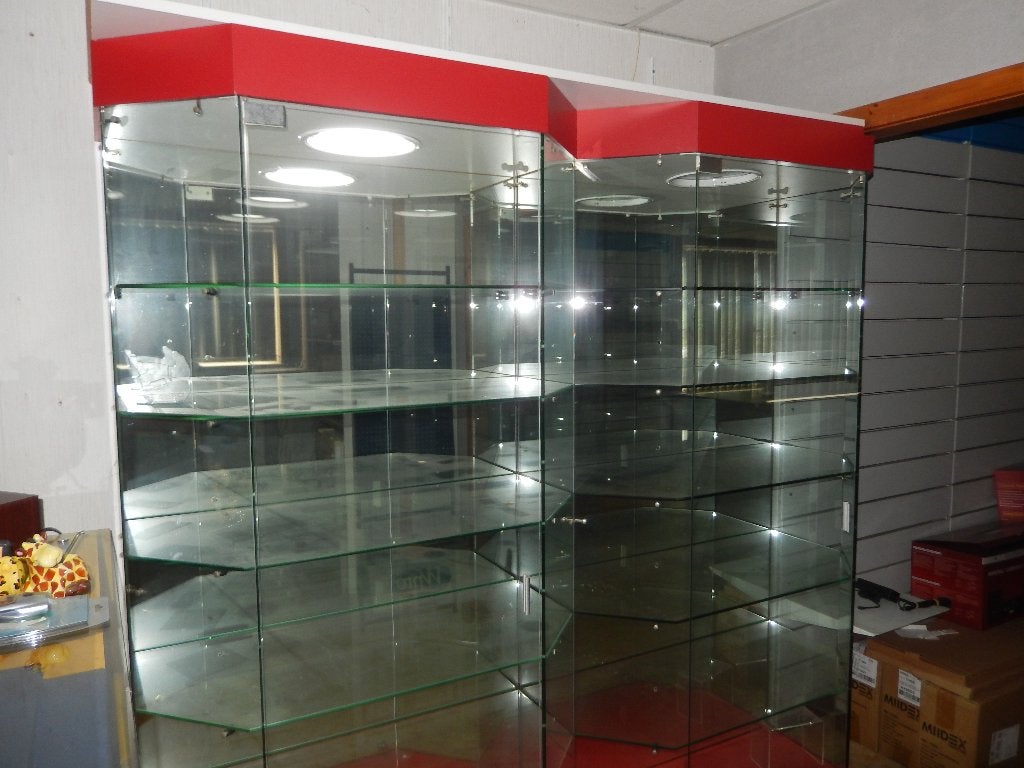 vitrine kasten, Ophalen, Met lade(s), Glas, 100 tot 150 cm