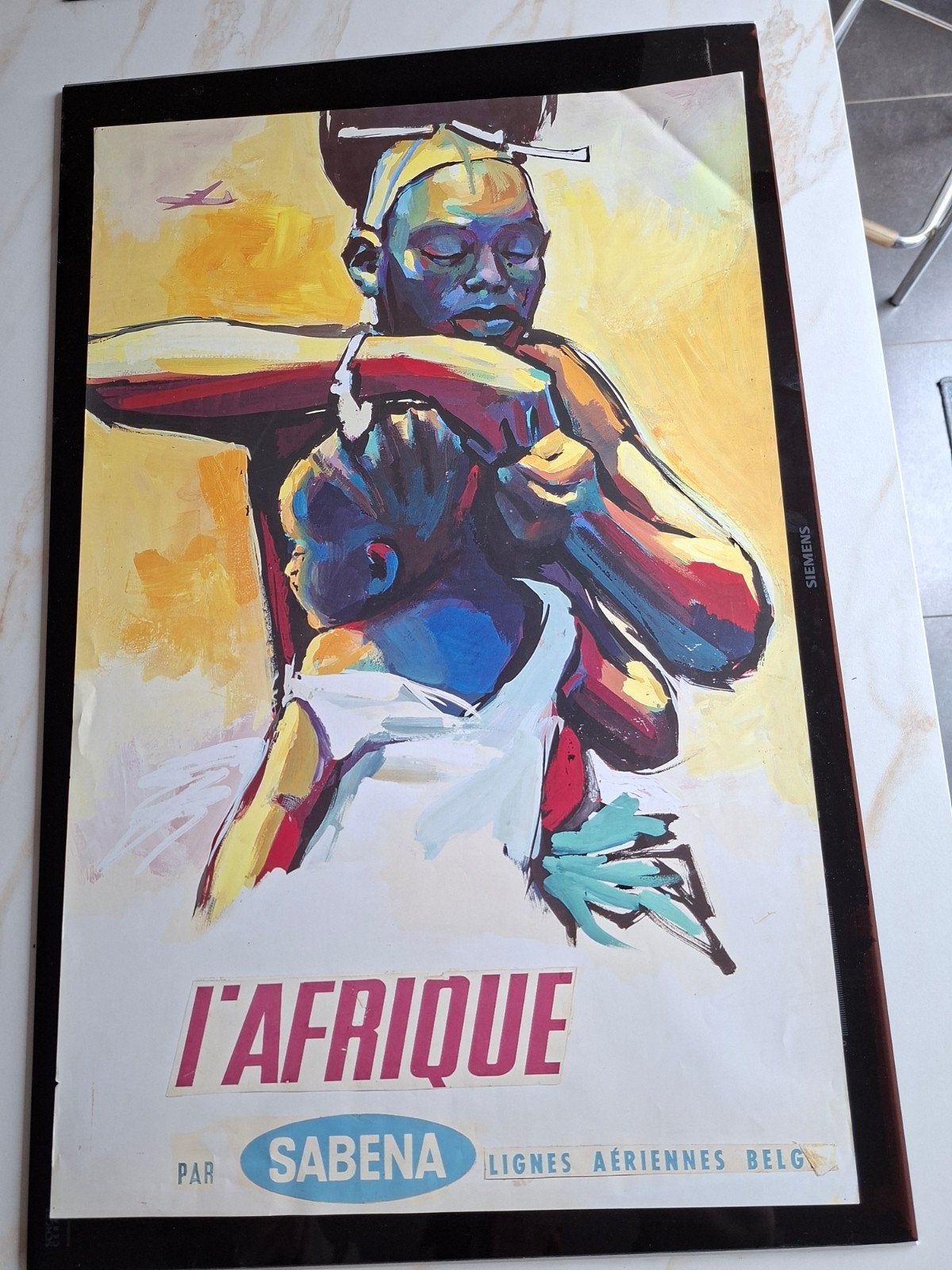 Affiche Sabena 47,5/73,5cm, Collections, Posters & Affiches, Enlèvement ou Envoi
