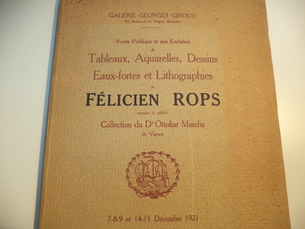 1921 Félicien ROPS Catalogue de vente Gal Georges GIROUX Bxl, Antiquités & Art, Enlèvement ou Envoi