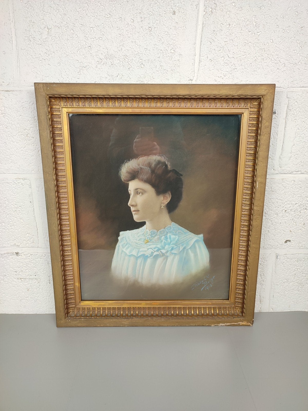 Portret uit 1913, Antiek en Kunst, Kunst | Schilderijen | Klassiek, Vintage, Achter glas, Gesigneerd, Ophalen of Verzenden