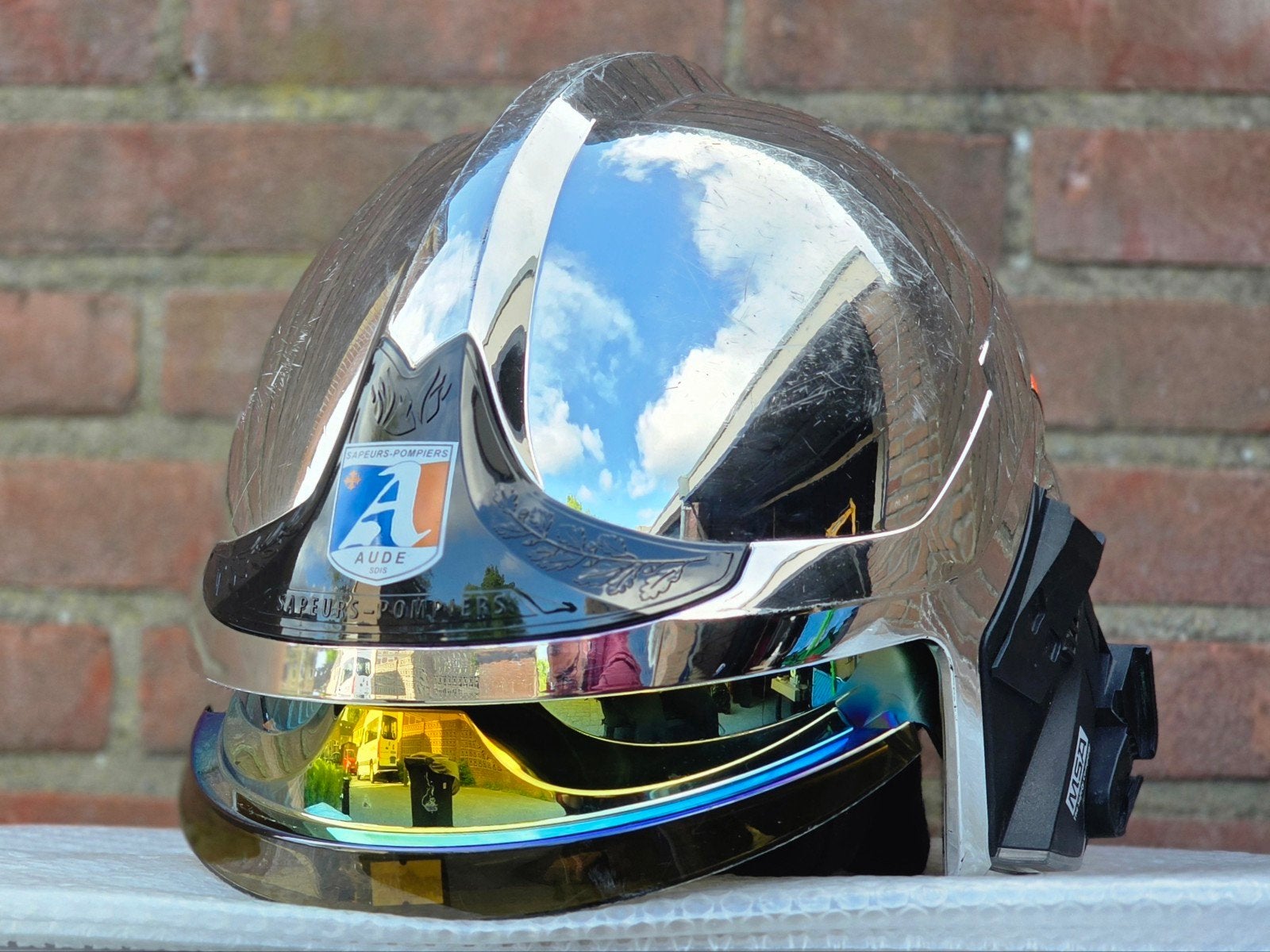 Casque de sapeurs-pompiers MSA F1xF M France Aude casque pp., Collections, Enlèvement ou Envoi