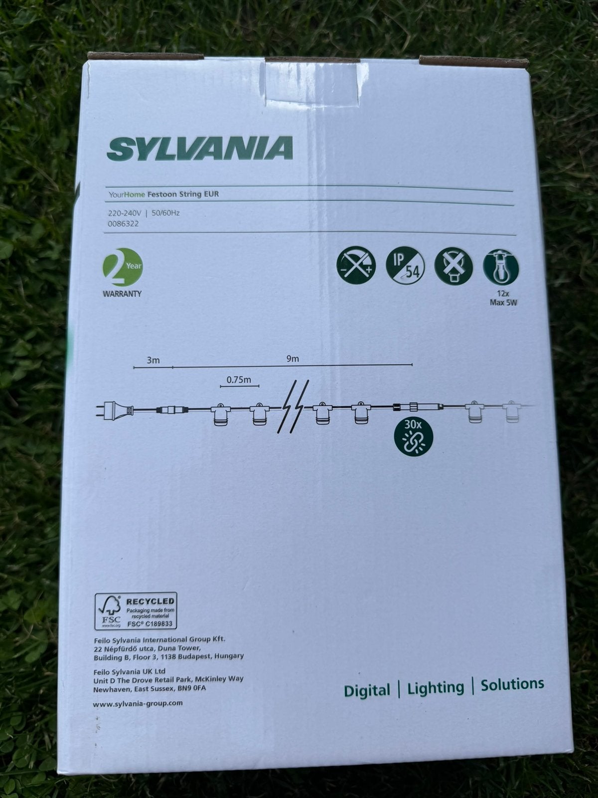 Guirlande lumineuse Sylvania Yourhome Festoon noir 12m, Enlèvement, Neuf