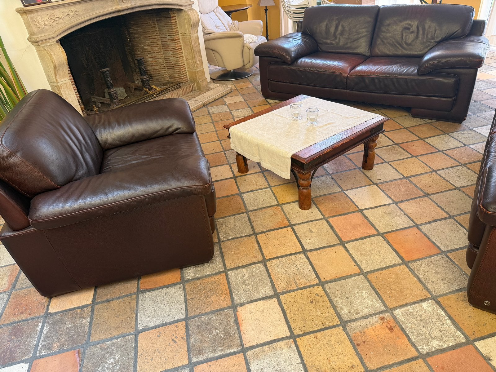3 lederen zetels Natuzzi 1zit+2zit+2zit, Enlèvement, Utilisé