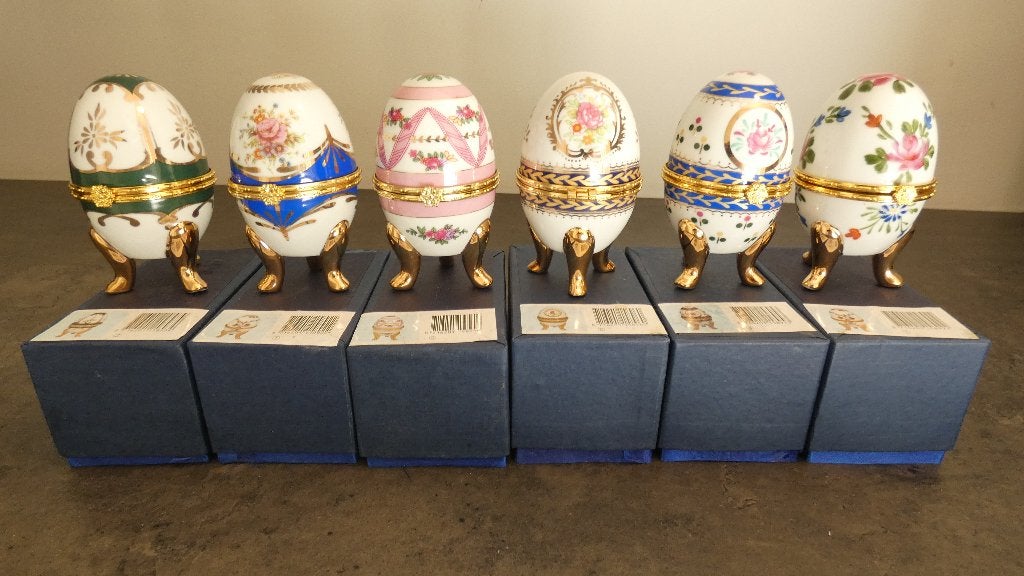Set van 6 st. porselein eieren Faberge stijl [2106], Antiek en Kunst, Antiek | Porselein, Ophalen of Verzenden