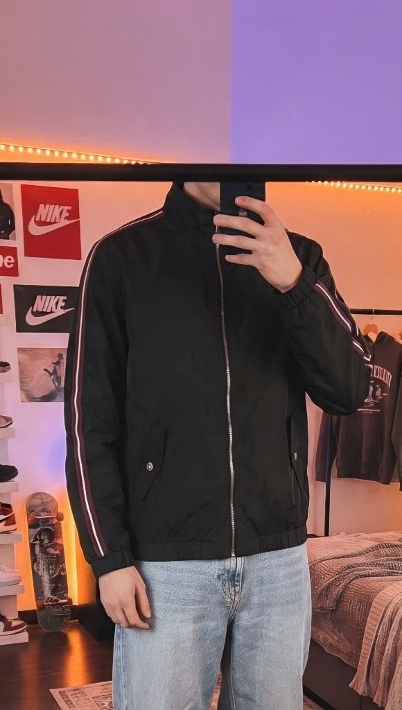 Bershka zwarte lichtgewicht jas/bomber, Maat 52/54 (L), Verzenden, Zwart, Zo goed als nieuw