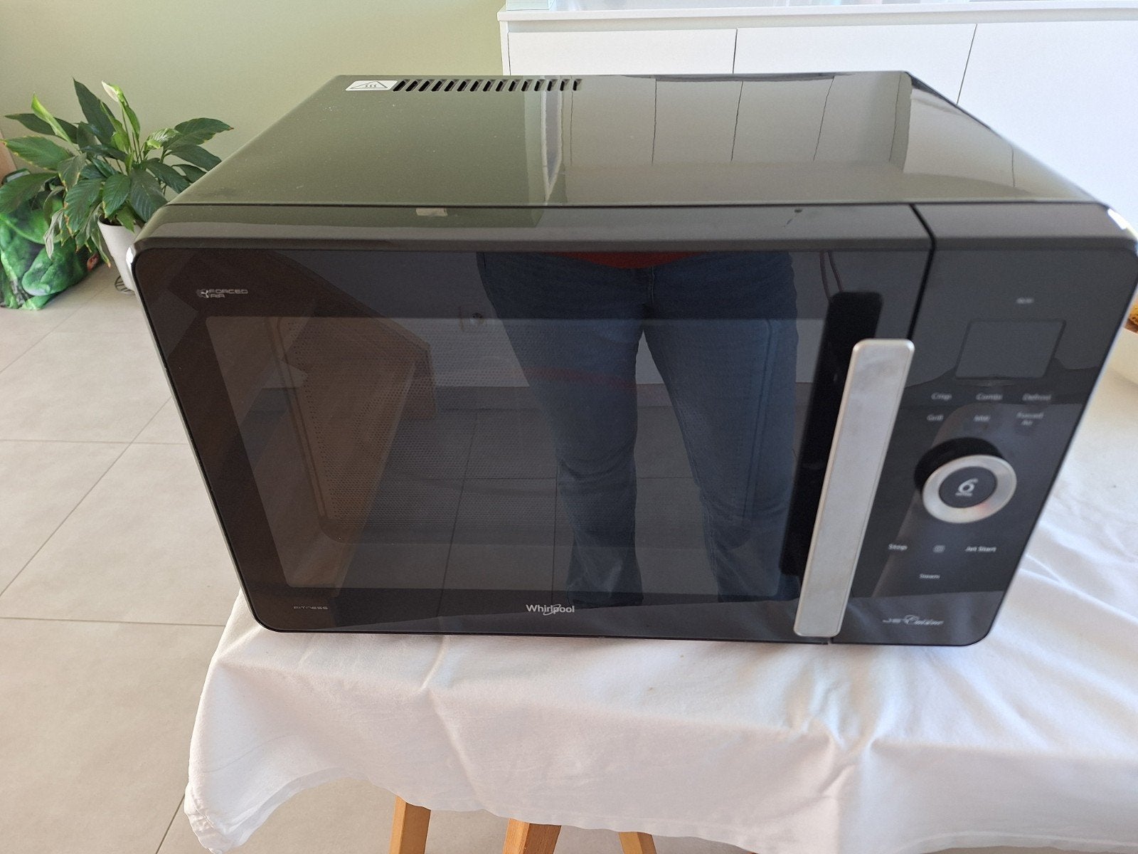 combi microgolfoven wirlpool jq280, Ophalen, Gebruikt, Draaiplateau, Vrijstaand