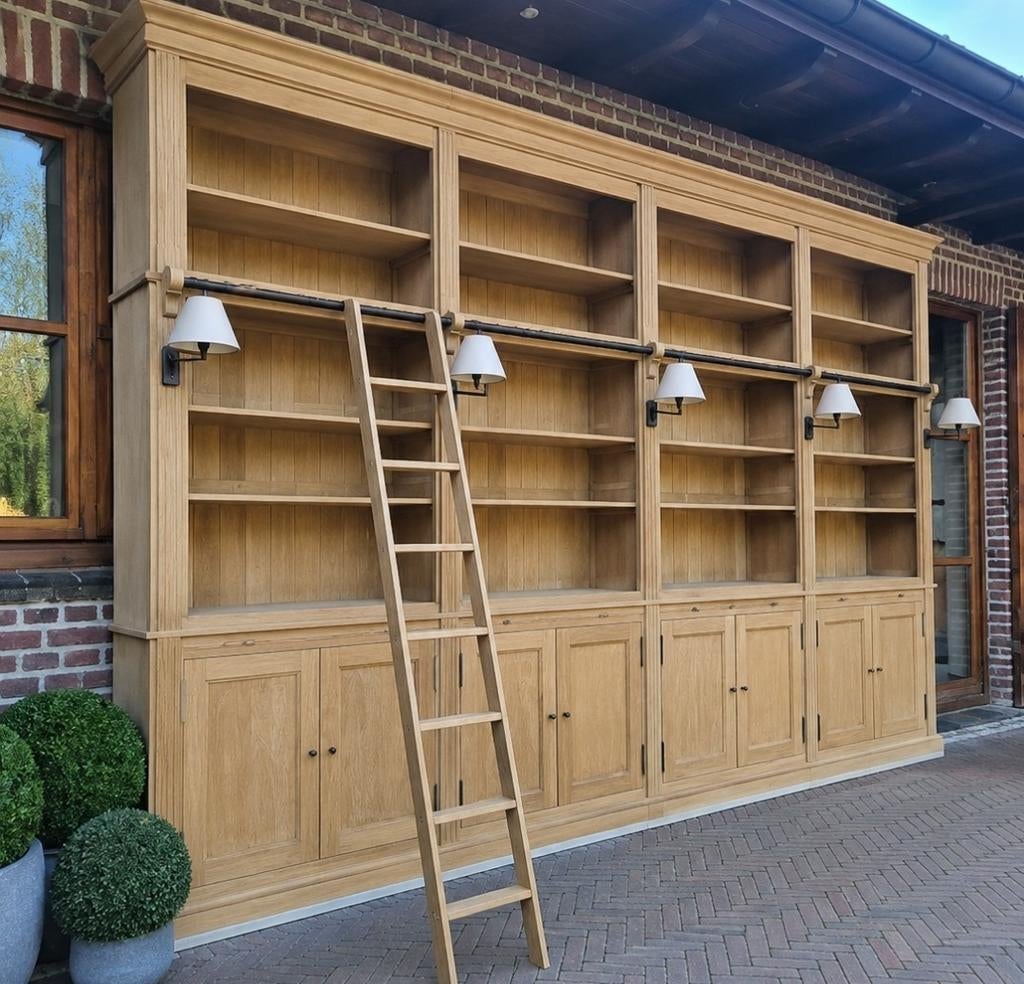 Eiken boekenkast/bibliotheekkast 400 cm (gereserveerd), Huis en Inrichting, Kasten | Boekenkasten, Zo goed als nieuw, 200 cm of meer
