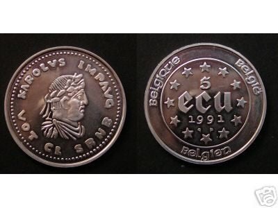 Belgique : 5 ECU 1991 en argent PROOF ! ! = morin M/EC 24, Enlèvement ou Envoi, Monnaie en vrac, Argent, Argent