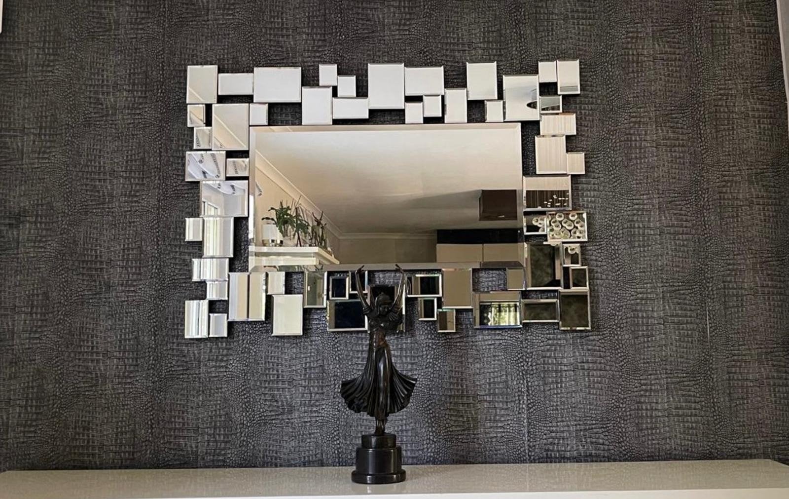 Superbe grand miroir design biseauté, Enlèvement, Comme neuf
