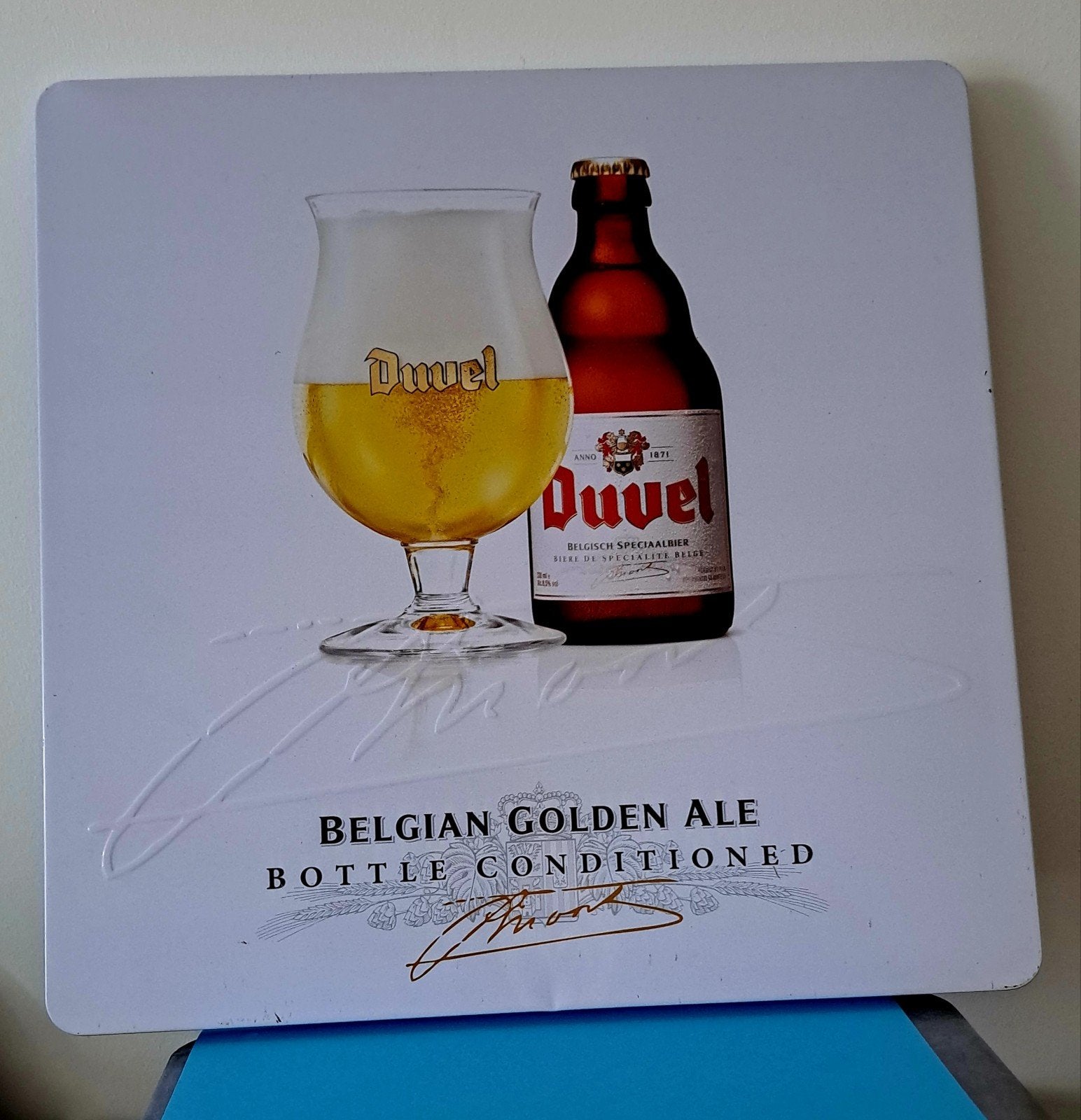 Duvel reclame bord, Ophalen