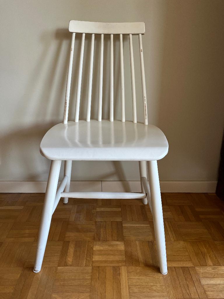 2 houten keukenstoelen wit geschilderd, Ophalen, Gebruikt, Twee, Wit