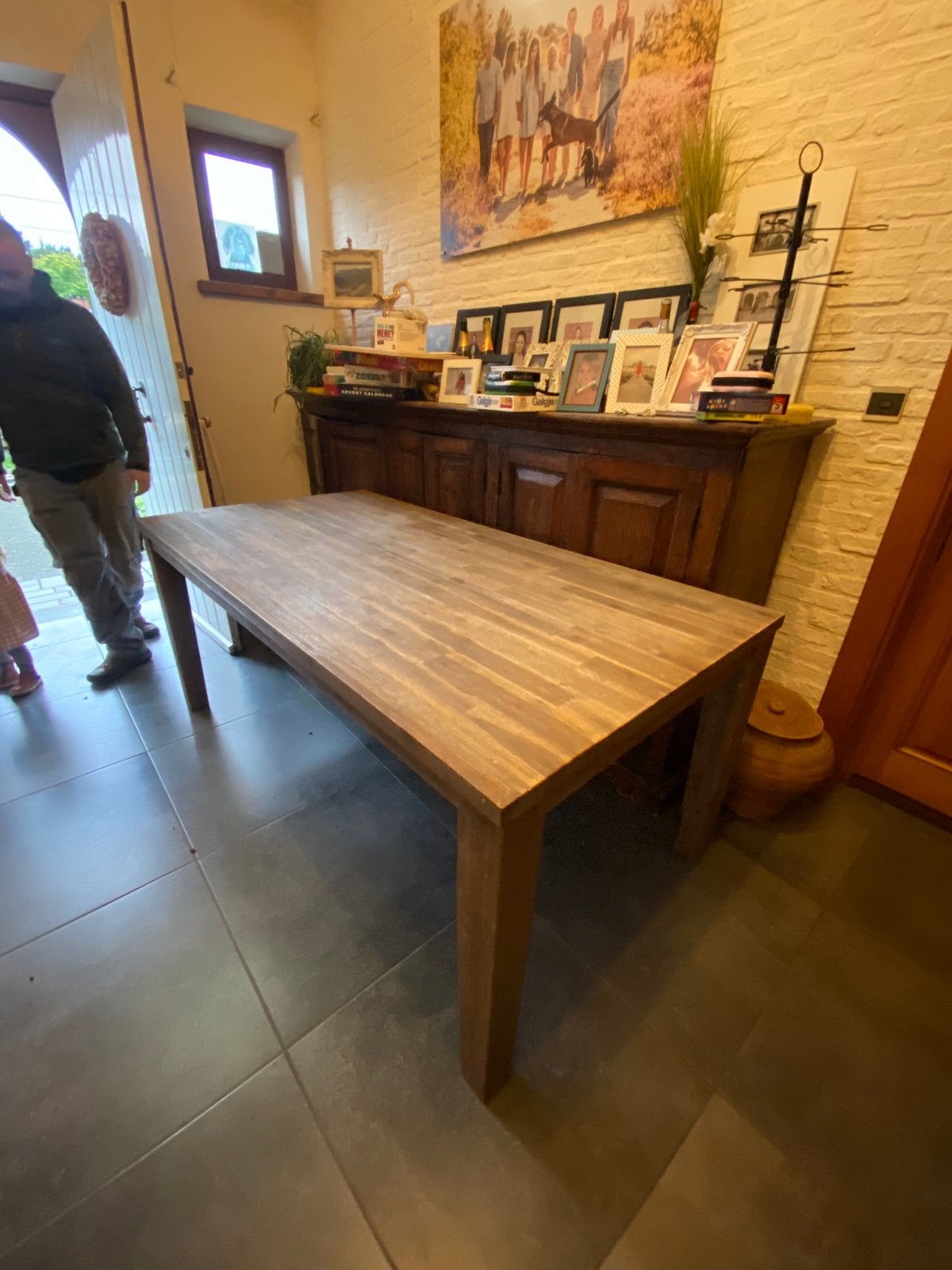 Houten eettafel 180 op 90, Huis en Inrichting, Ophalen, Gebruikt, 50 tot 100 cm, Vijf personen of meer