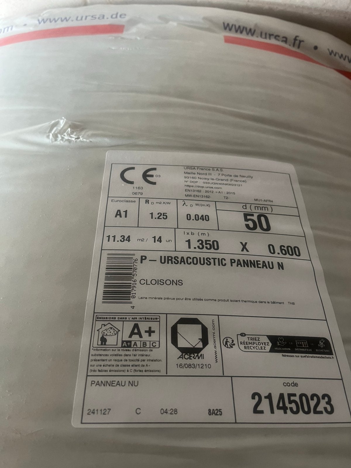 Ursacoustic 50 mm, Neuf, 10 à 15 m², 4 à 8 cm, Isolation des murs