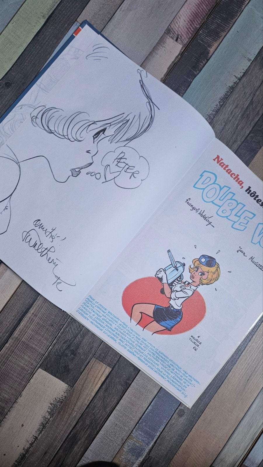 bd natacha dedicacée, Boeken, Eén stripboek, Ophalen of Verzenden, Zo goed als nieuw, F. Walthéry