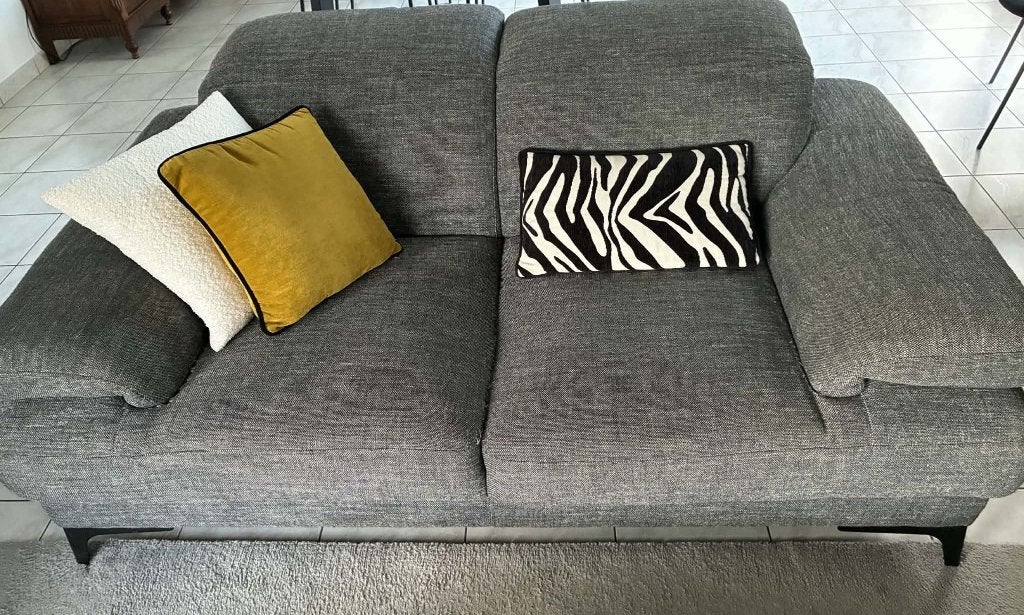 Canapé tissu  2 places gris Natuzzi, 100 à 125 cm, Design, Enlèvement, Utilisé