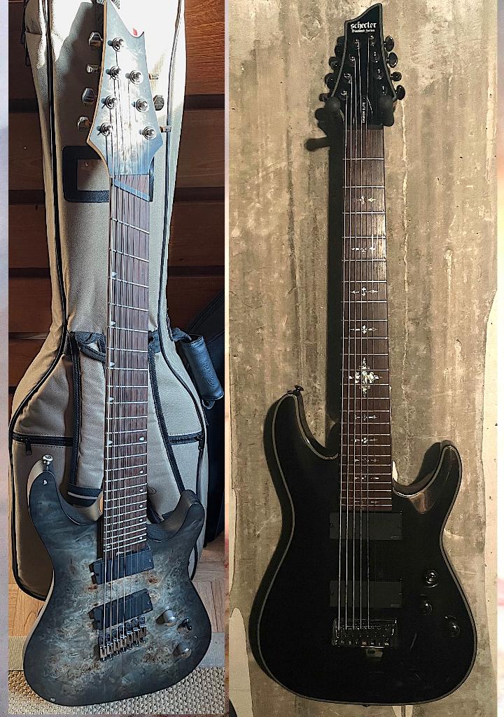 CORT KX507 en SCHECTER  Damien Elite 8, Musique & Instruments, Enlèvement ou Envoi, Utilisé, Solid body, Autres marques