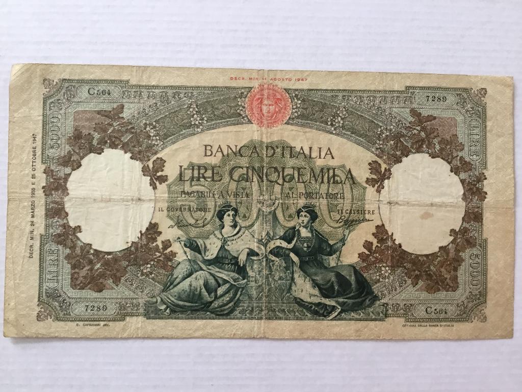 Bankbiljet 5000 lire, Ophalen of Verzenden, Italië