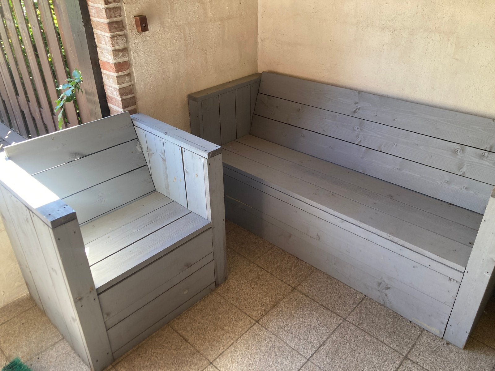 Houten lounge, Tuin en Terras, Ophalen, 4 zitplaatsen, Gebruikt, Loungeset