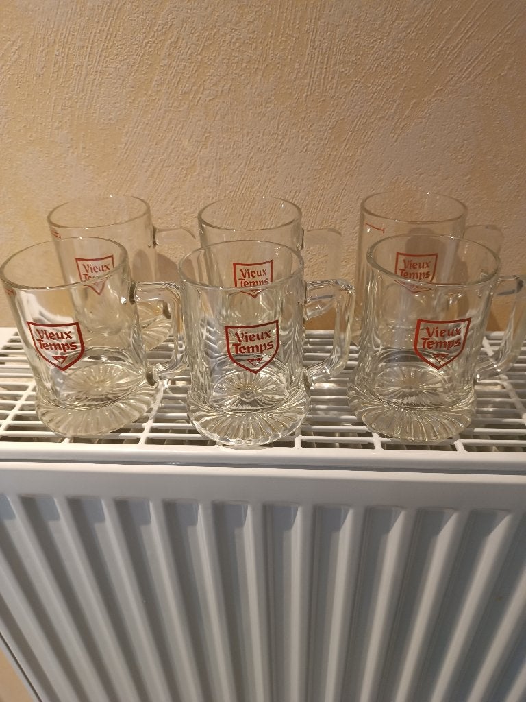 A vendre 6 chopes vieux temps, Enlèvement, Utilisé, Verre à bière