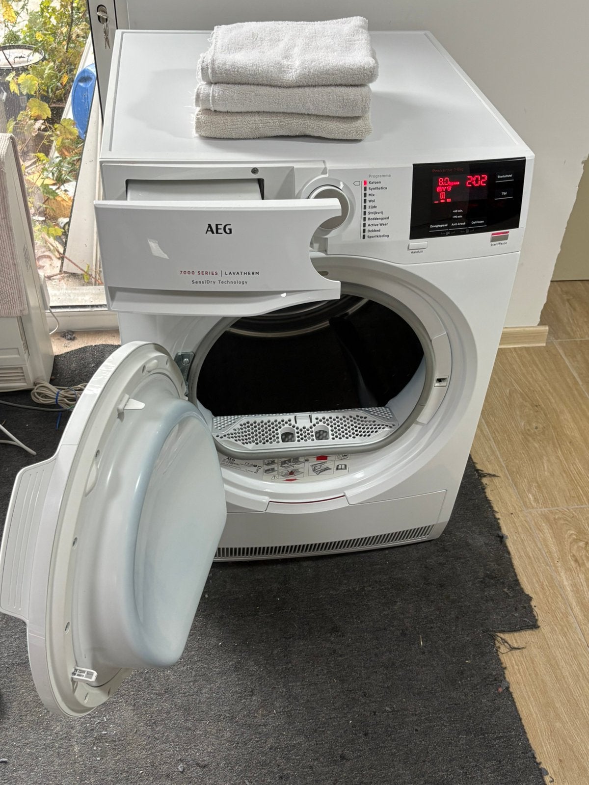 ✅AEG 8kg warmtepomp condens droogkast A+++, Ophalen, Zo goed als nieuw, Condens