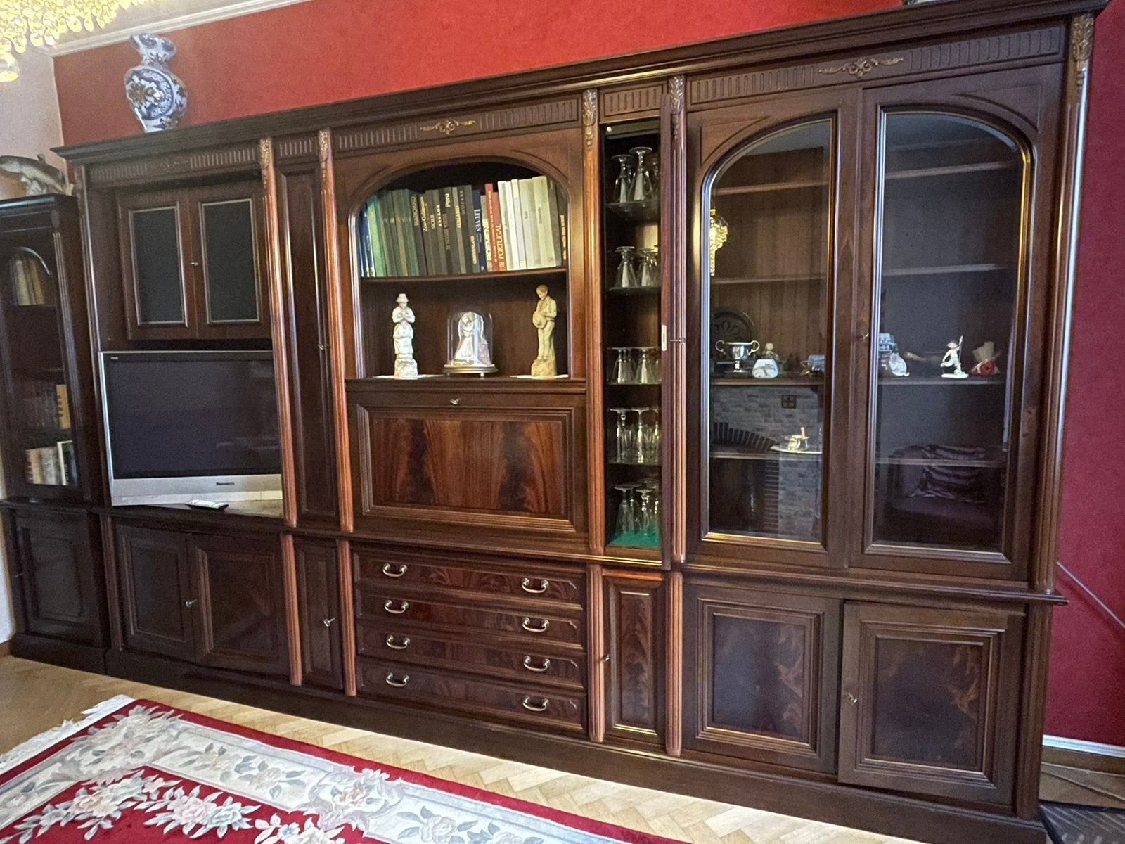 Grote houten wandkast, Huis en Inrichting, Ophalen, 50 tot 75 cm, 300 cm of meer, 200 cm of meer