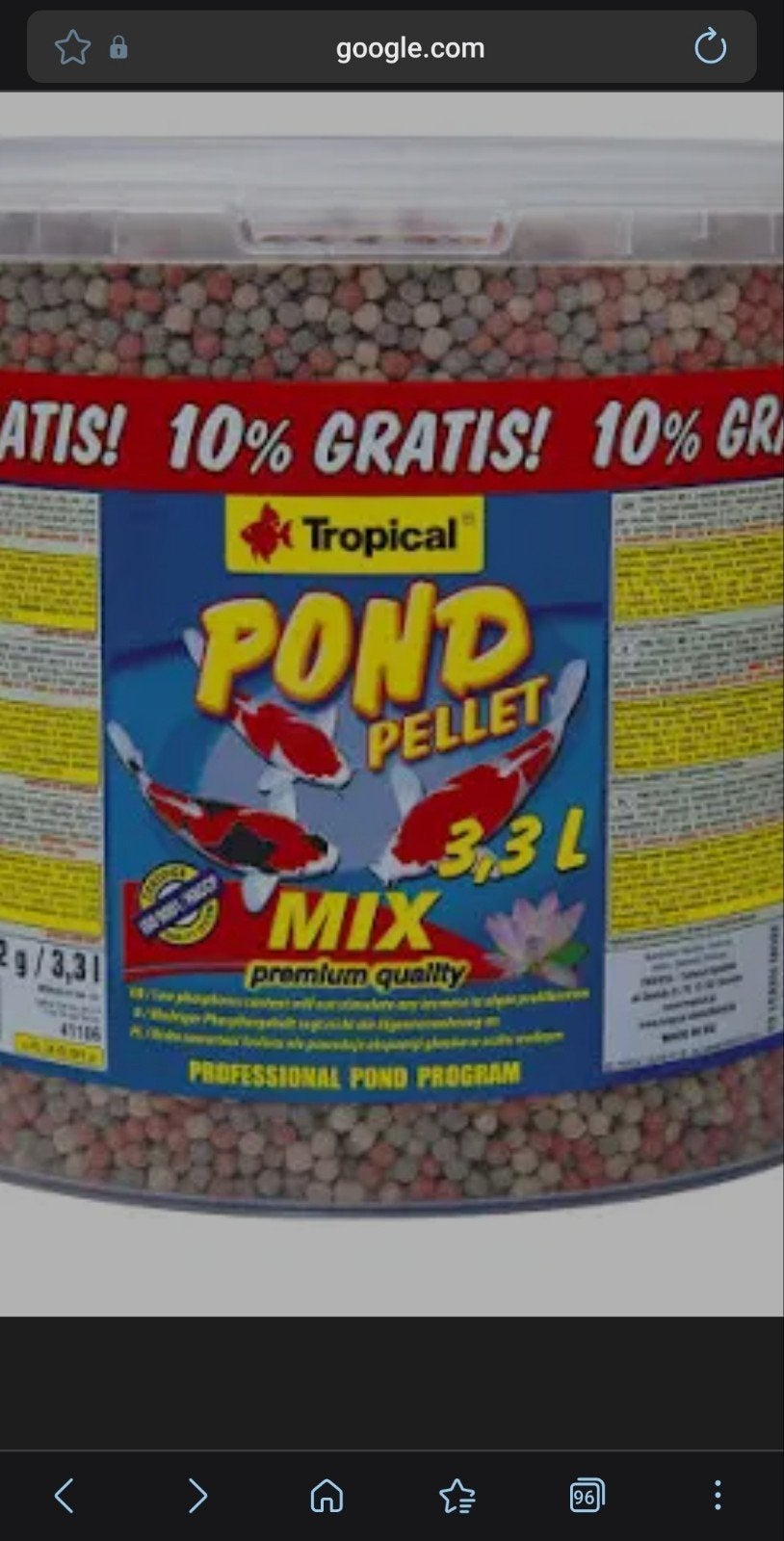Nourriture poisson rouge etang