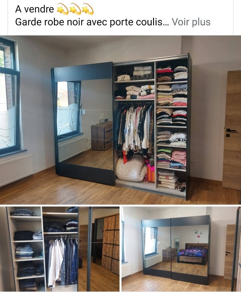 Garde robe moderne noir avec vitres, Enlèvement, Comme neuf