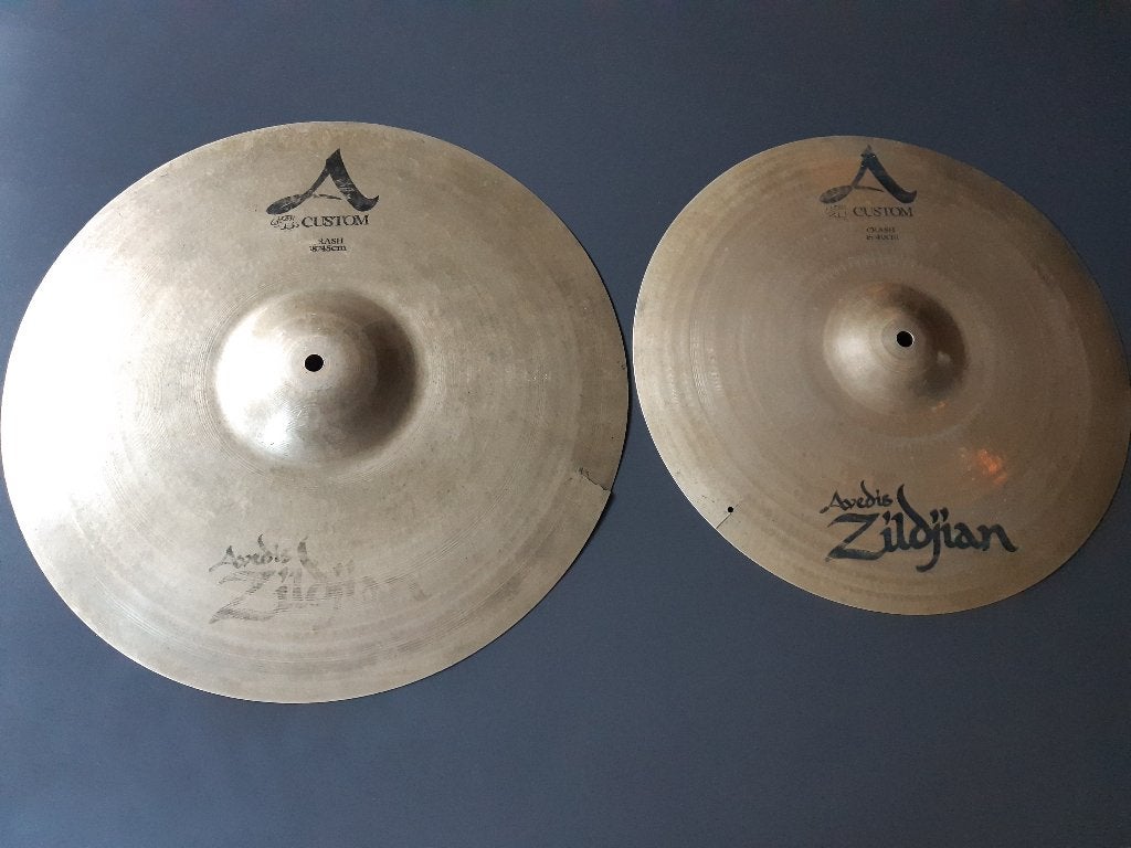 vintage 2 Zildjian A custom Crash bekken, Muziek en Instrumenten, Drumstellen en Slagwerk, Ophalen of Verzenden, Gebruikt