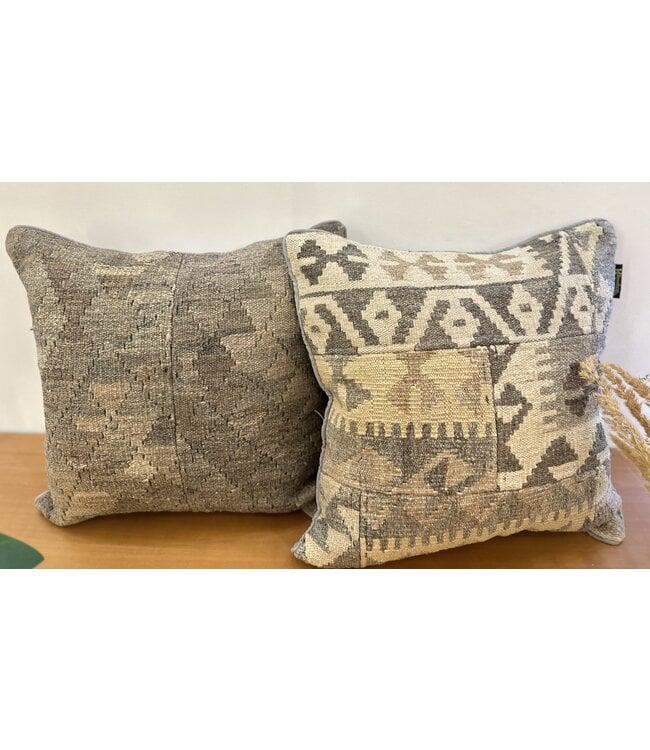 2x natuurlijk met vulling Handgemaakte kelim kussens 45x45cm, Huis en Inrichting, Woonaccessoires | Kussens, Ophalen of Verzenden