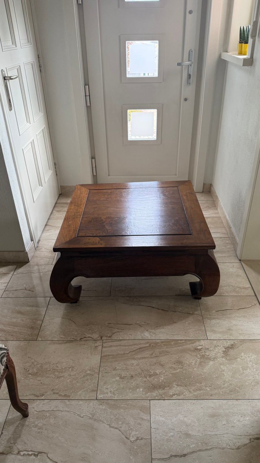 Masieve eiken salon tafel 80 x 80., Ophalen, Zo goed als nieuw