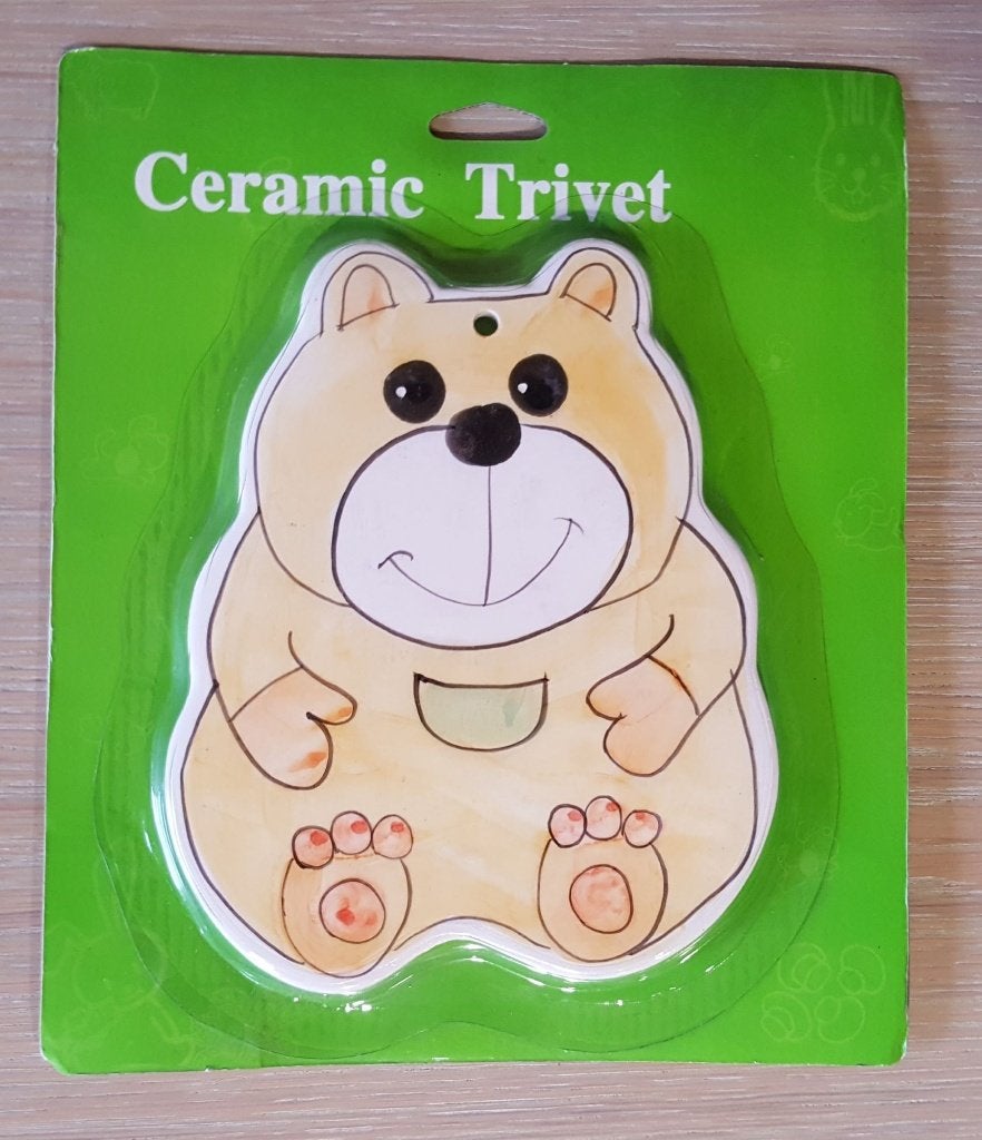 Dessous-de-plat Céramique Animal Ours - Vintage 90s Sample, Multicolore, Enlèvement ou Envoi, Dessous de plat, Pierre/céramique