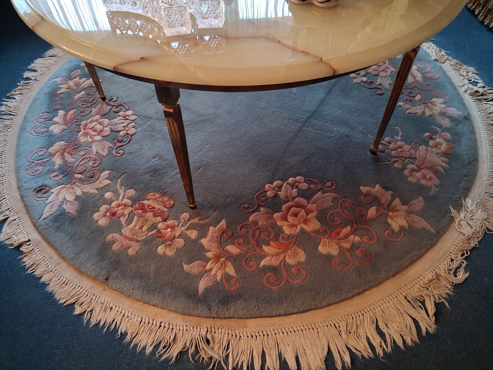 rond tapijtje,blauw., Maison & Meubles, Enlèvement, Comme neuf