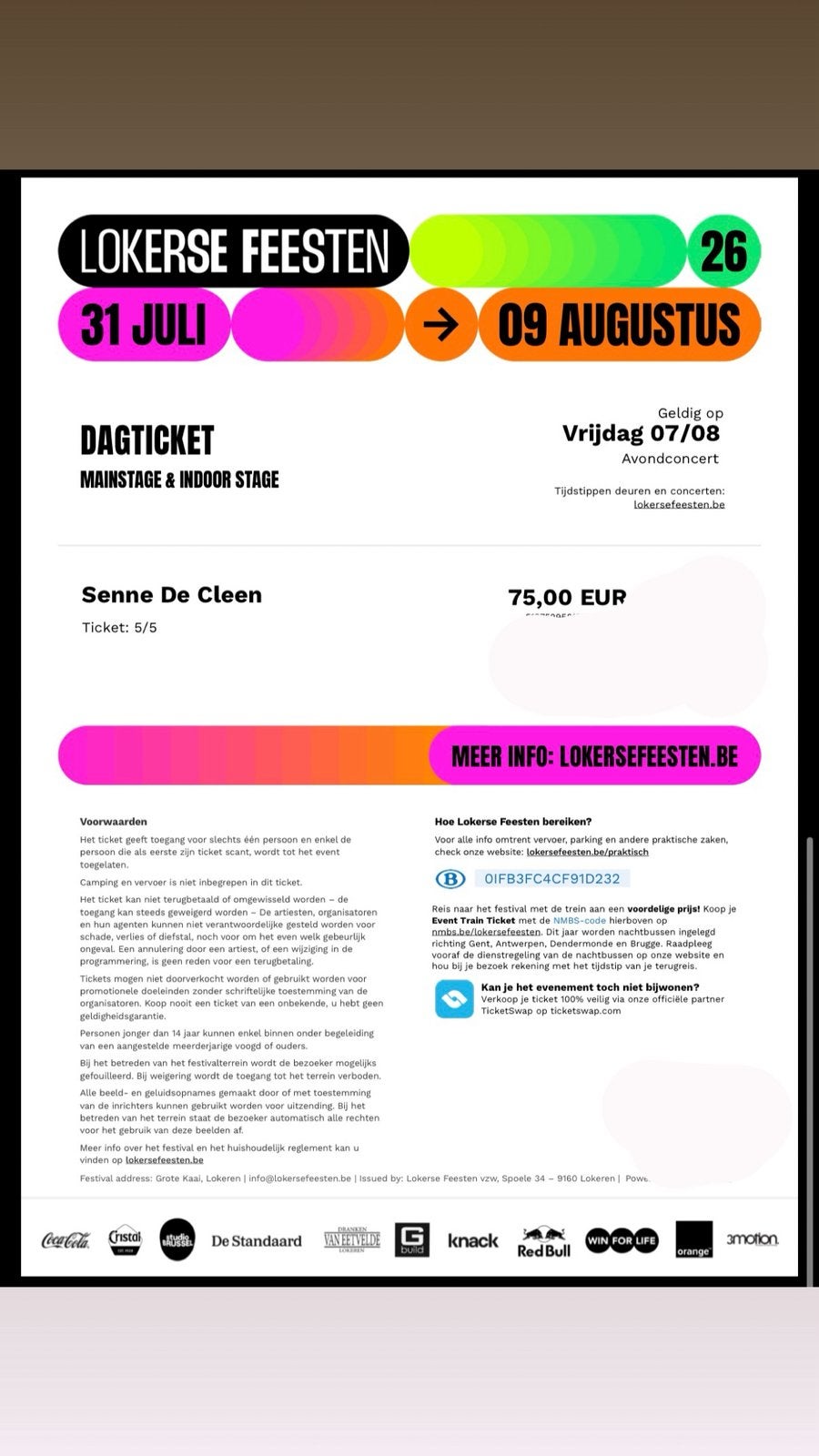Tickets Lokerse Feesten vrijdag 07/08 en zondag 09/08, Tickets en Kaartjes