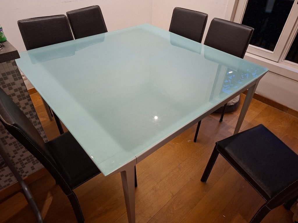glazen tafel 140x140*74 cm, Ophalen, Vierkant