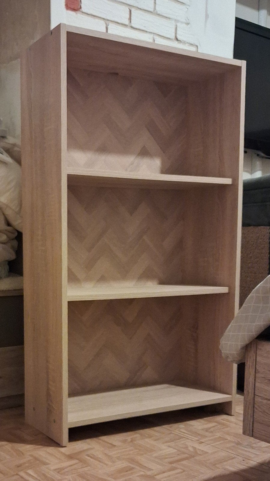 Boekenrek. Open rek. 2 legborden. Hout motief. Nieuw., Huis en Inrichting, Ophalen, Met plank(en), 100 tot 150 cm, 50 tot 100 cm