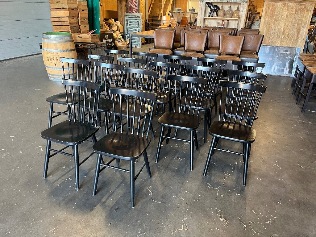 17 chaises de bar noires/chaises scandinaves, Scandinavisch/Vintage, Enlèvement, Bois, Noir