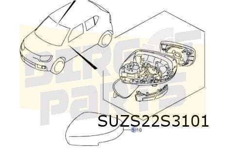 Suzuki Ignis (ATK412) (MF) spiegelglas Links (verwarmd) Orig, Neuf, -, -, -