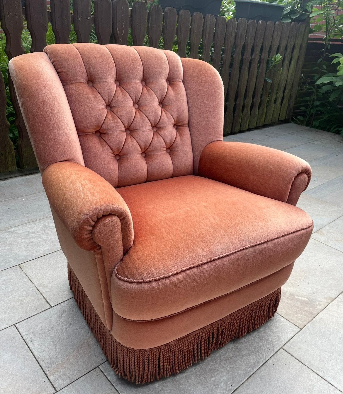 Roze , pink, vintage zetel diverse franjes, Ophalen, Zo goed als nieuw