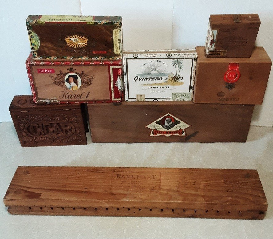 Lot de boîtes à cigares vintage, Collections, Articles de fumeurs, Briquets & Boîtes d'allumettes, Utilisé, Bagues de cigare, Enlèvement ou Envoi