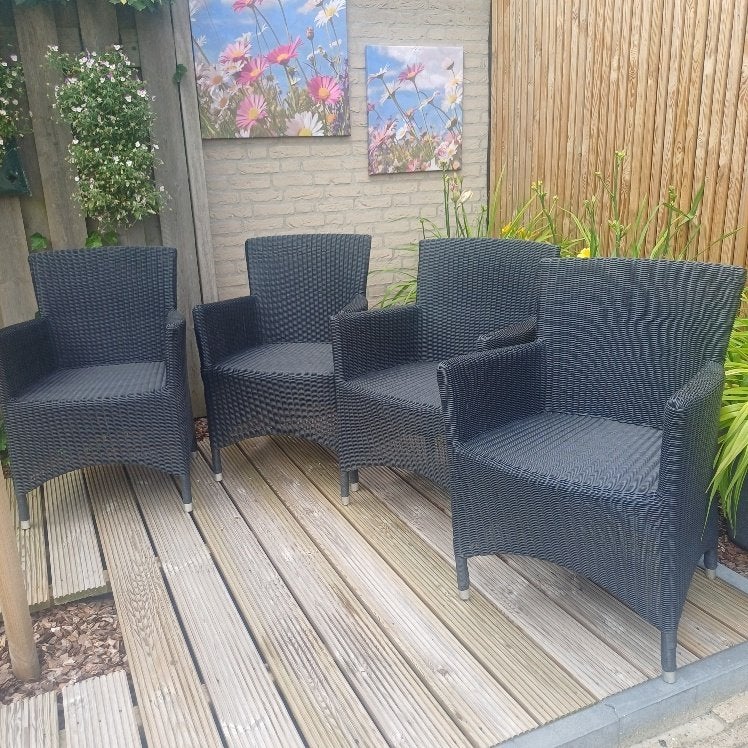 4 hele mooie/degelijke wicker tuinstoelen, Jardin & Terrasse, Chaises de jardin, Enlèvement, Osier