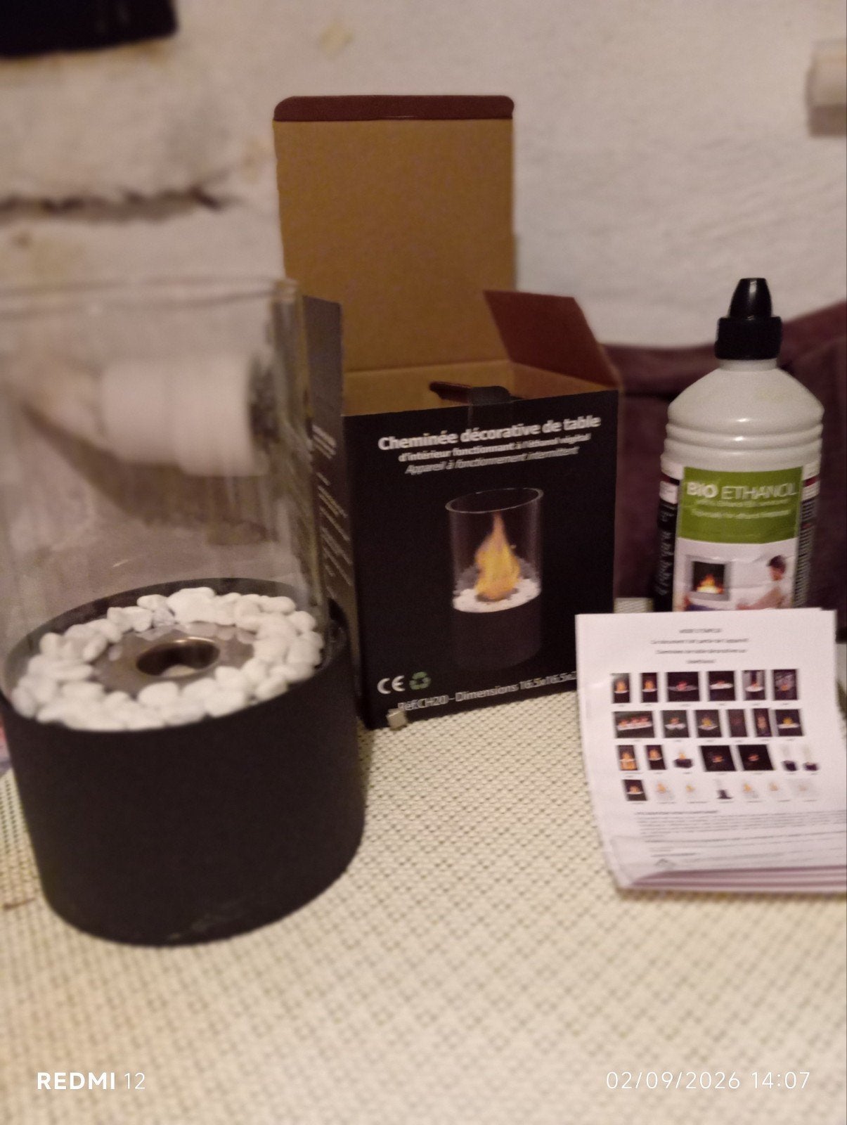 Kit Cheminée de table décorative au Bioéthanol (Prête à l'em, Enlèvement, Verre
