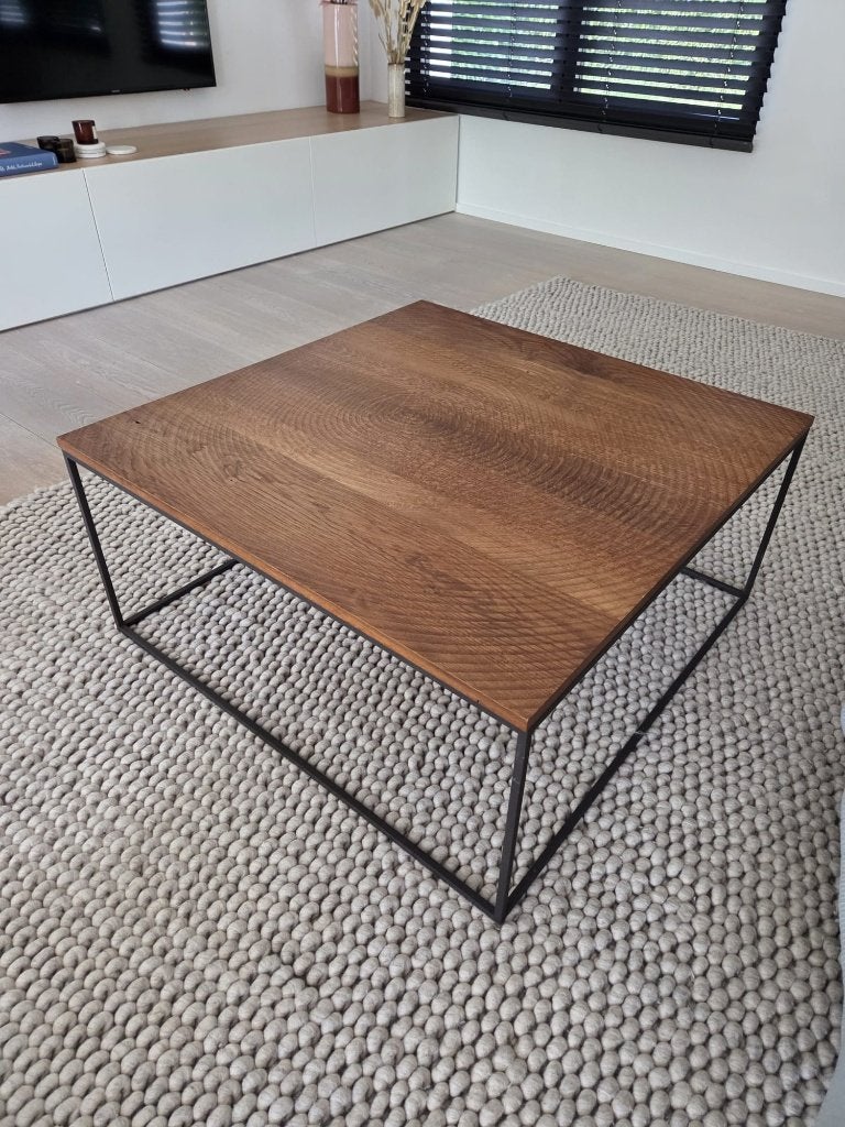 salontafel, Huis en Inrichting, Tafels | Salontafels, Zo goed als nieuw, 5 – 50, 50 tot 100 cm, 50 tot 100 cm, Vierkant, Eikenhout