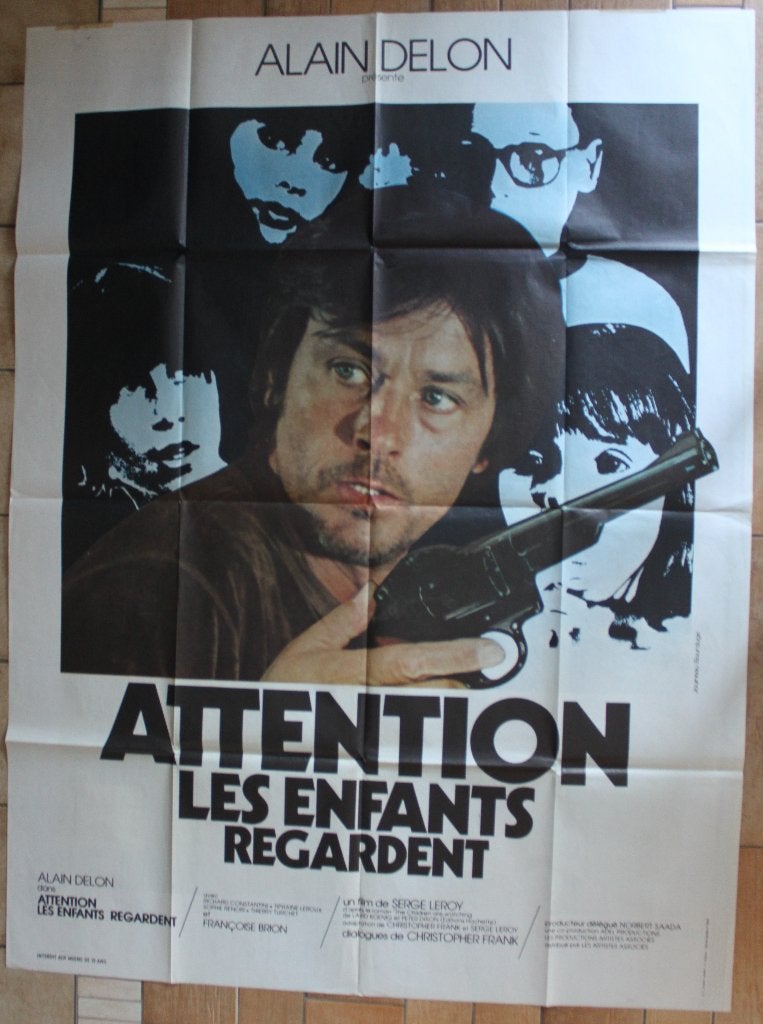 filmaffiche Alain Delon Attention les enfants XL filmposter, Verzamelen, Rechthoekig Staand, Deurposter of groter, Ophalen of Verzenden