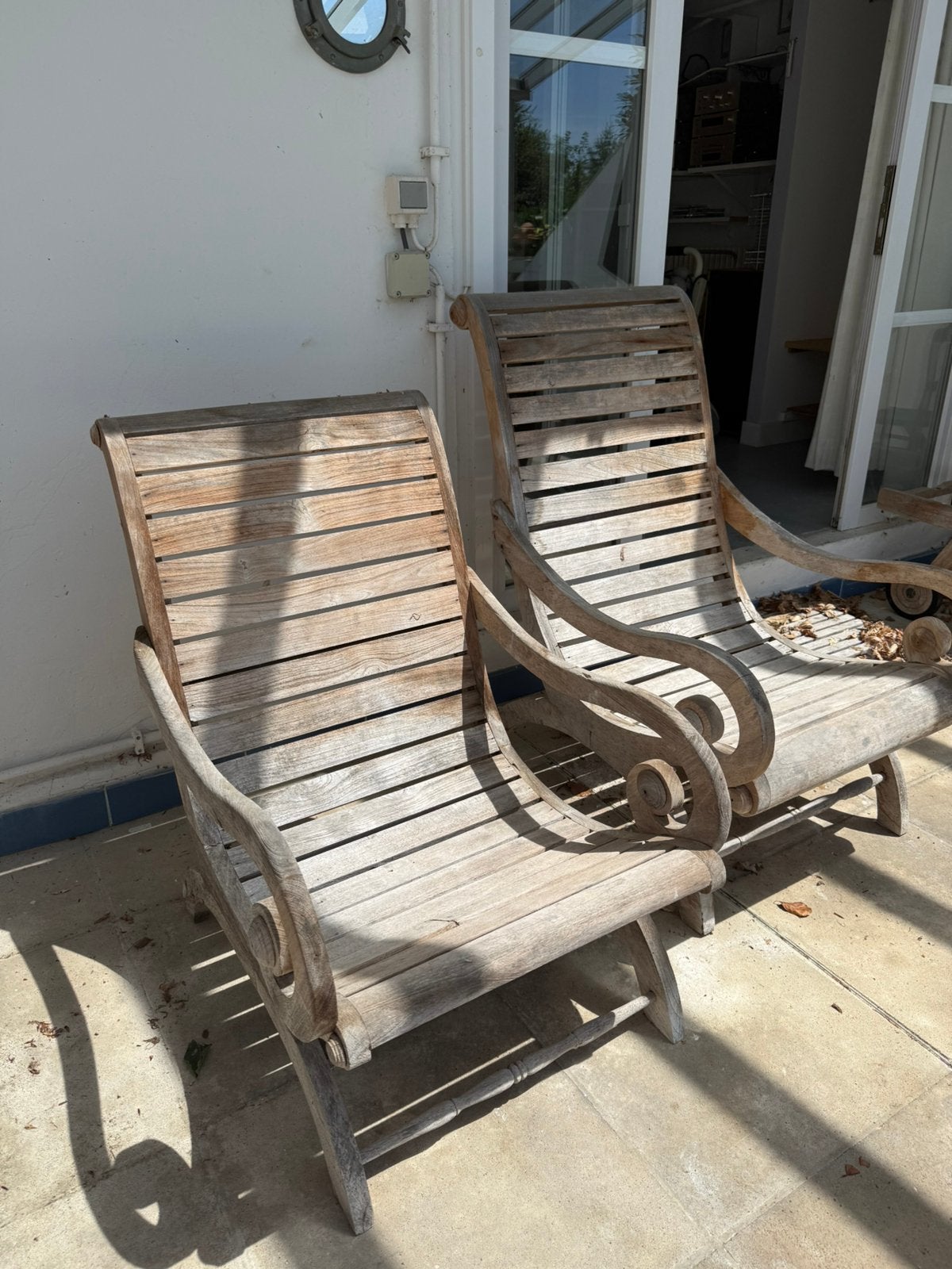 Set 2 teak zetels, Ophalen, Zo goed als nieuw
