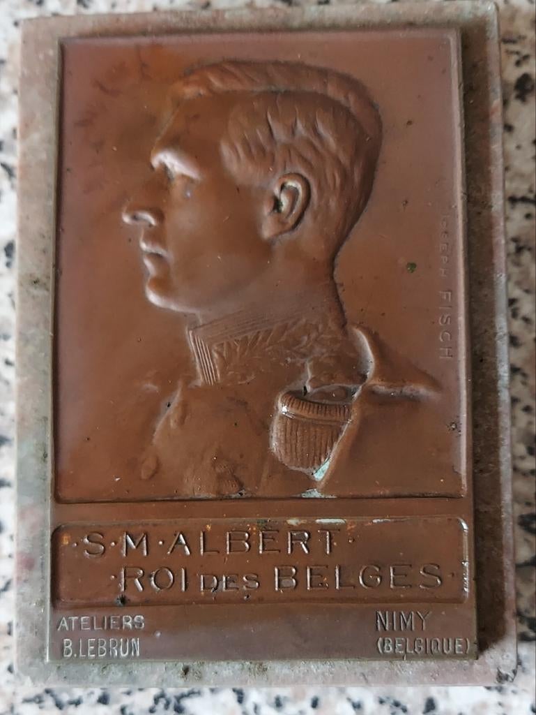 Plaque sur marbre roi albert, Ophalen of Verzenden